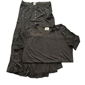 Jostar Made in USA Black Polka Dot 2 Piece Top Skirt Set Vintage 90s